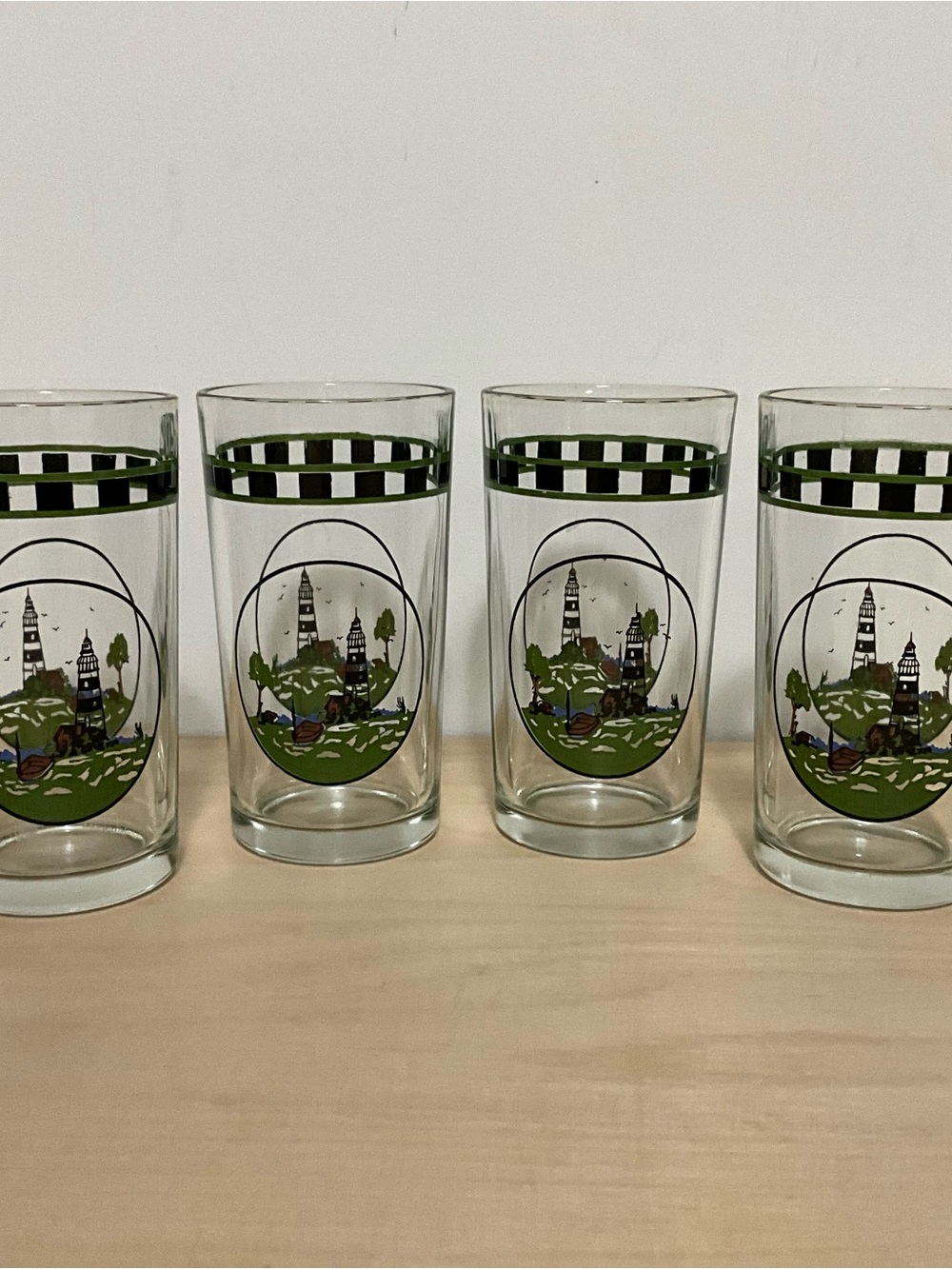 Four VTG  8oz Alco Glassware Lighthouse Juice Glass